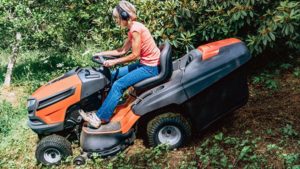 Take care with riding mowers on slopes